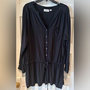 Avenue Black Long Sleeve Swim Coverup